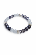6mm Black & Gray Glass Beaded Bracelet