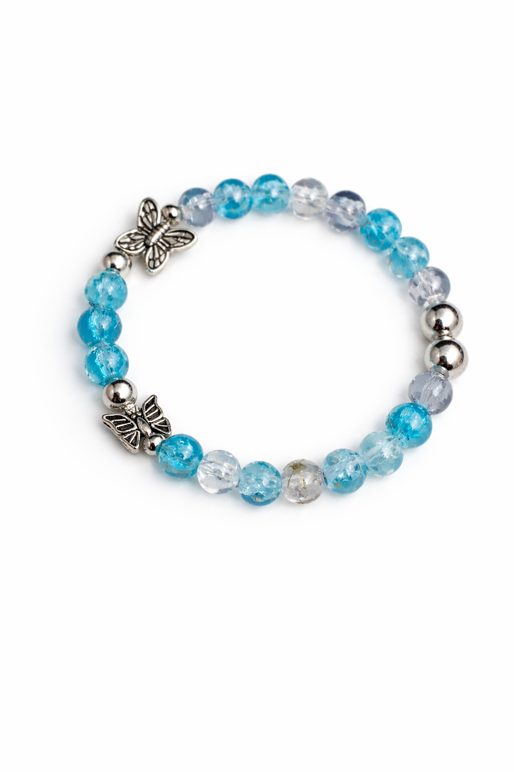6mm Butterfly Glass Beaded Bracelet