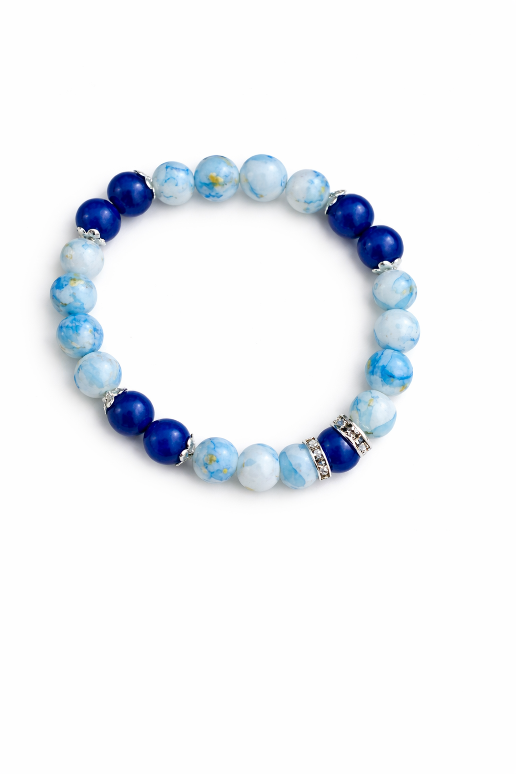 Marble Blue & Light Blue Glass Beaded Bracelet