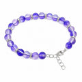Beautiful Purple Glass Memory Wire  Beaded Bracelet