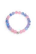 6mm Pink & Blue Frosted Glass Beaded Bracelet