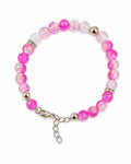 Pink & White Crackle Glass 6mm Beaded Bracelet