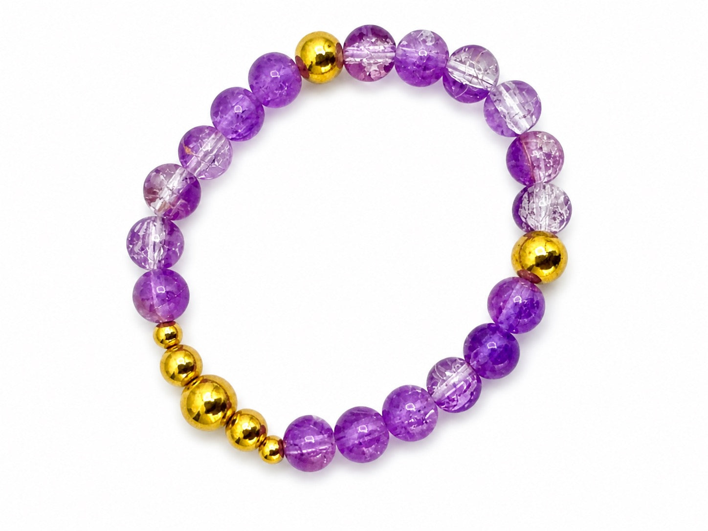 6MM Purple  & Gold Beaded Bracelet