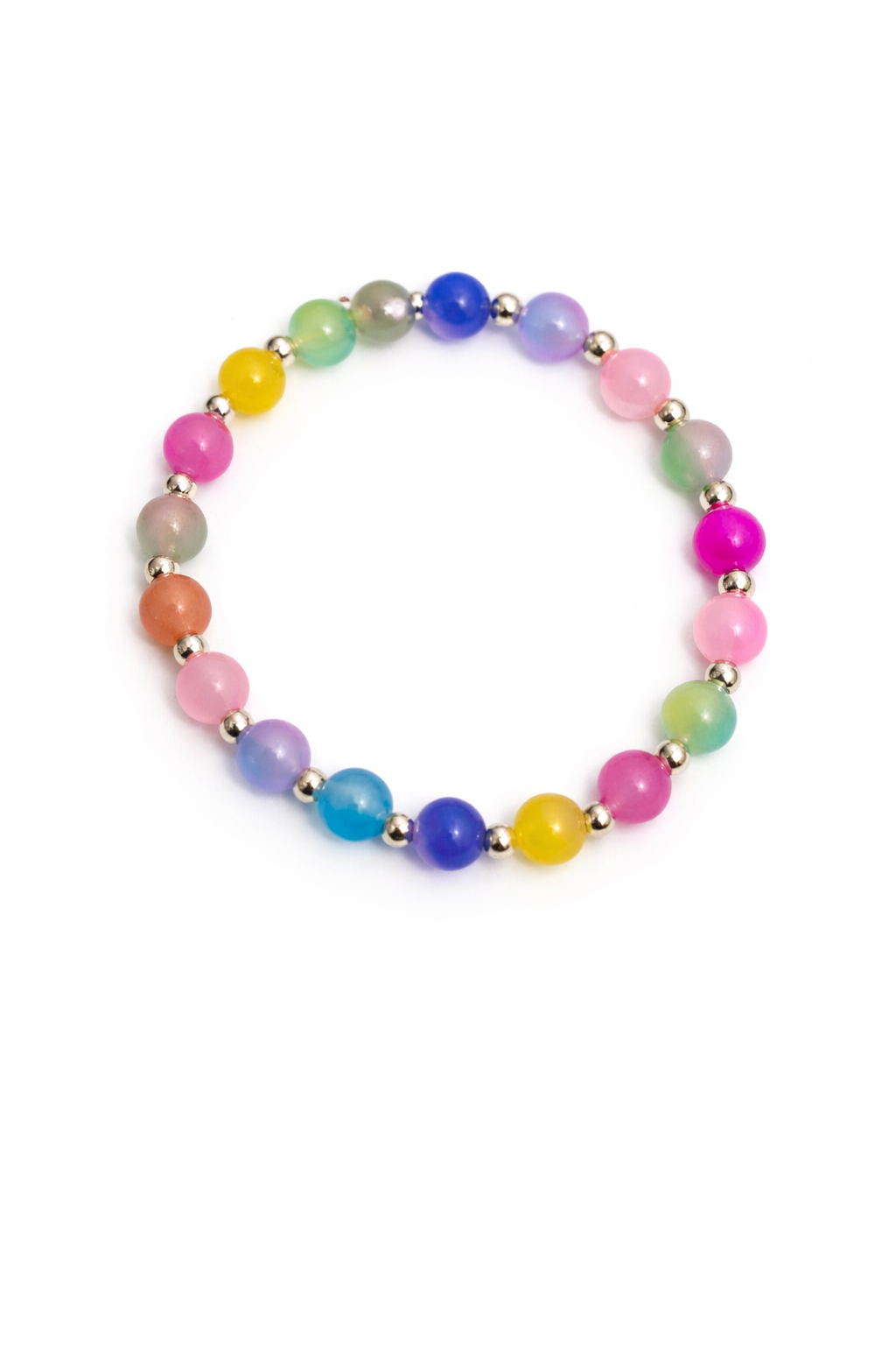 Rainbow Glass Beaded Stretch Bracelet