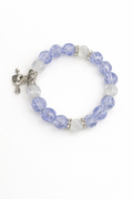 8mm Blue Glass Beaded Bracelet with Love Key Charm