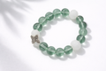 8mm Green Glass Beads with Butterfly & White Acrylic Bead Accents Bracelet
