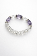 8mm White & Purple Glass Beaded Bracelet