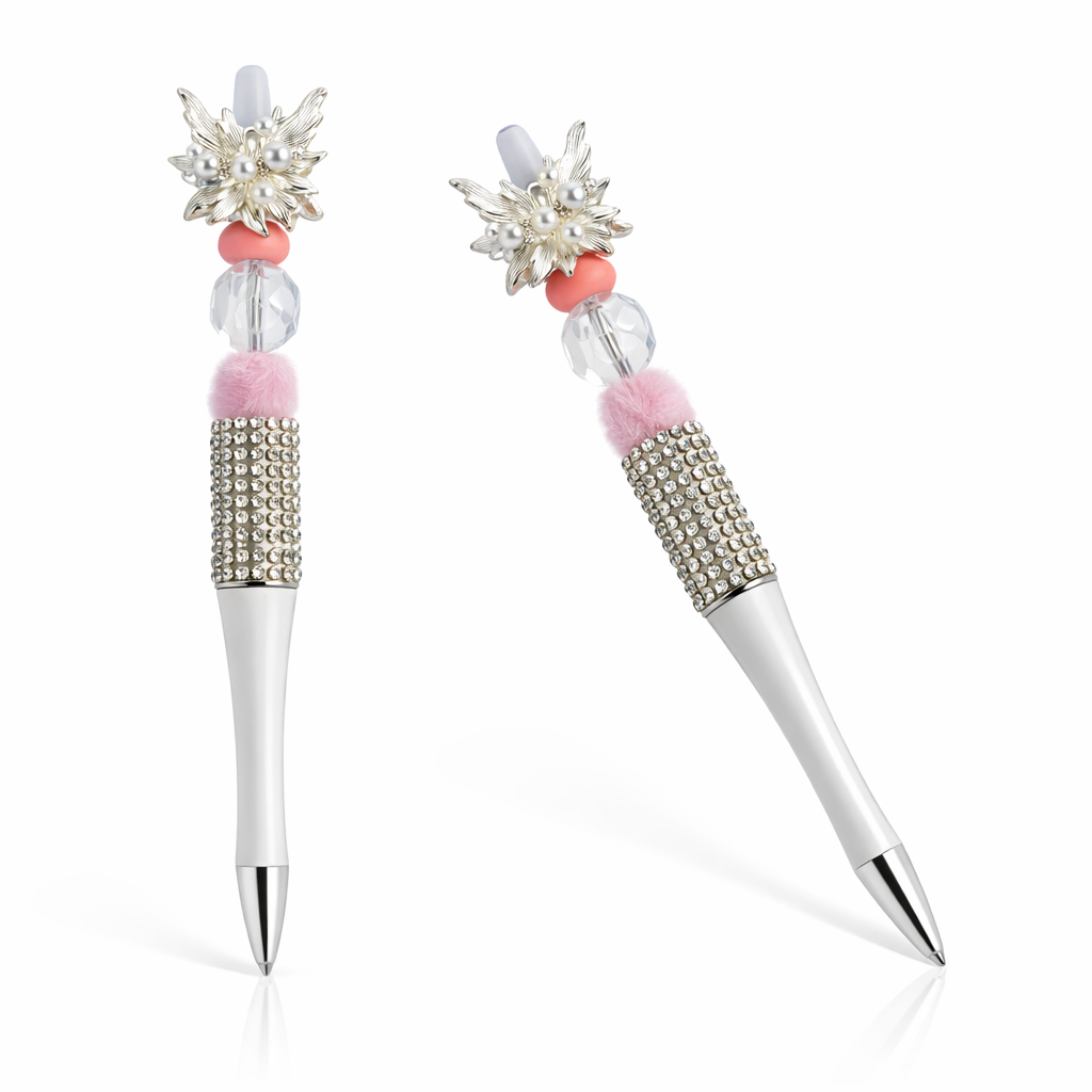 White Wings Pearl Rhinestone Beaded Pen
