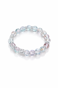 8mm Pastel Glass Bead Bracelet with Silver Accents
