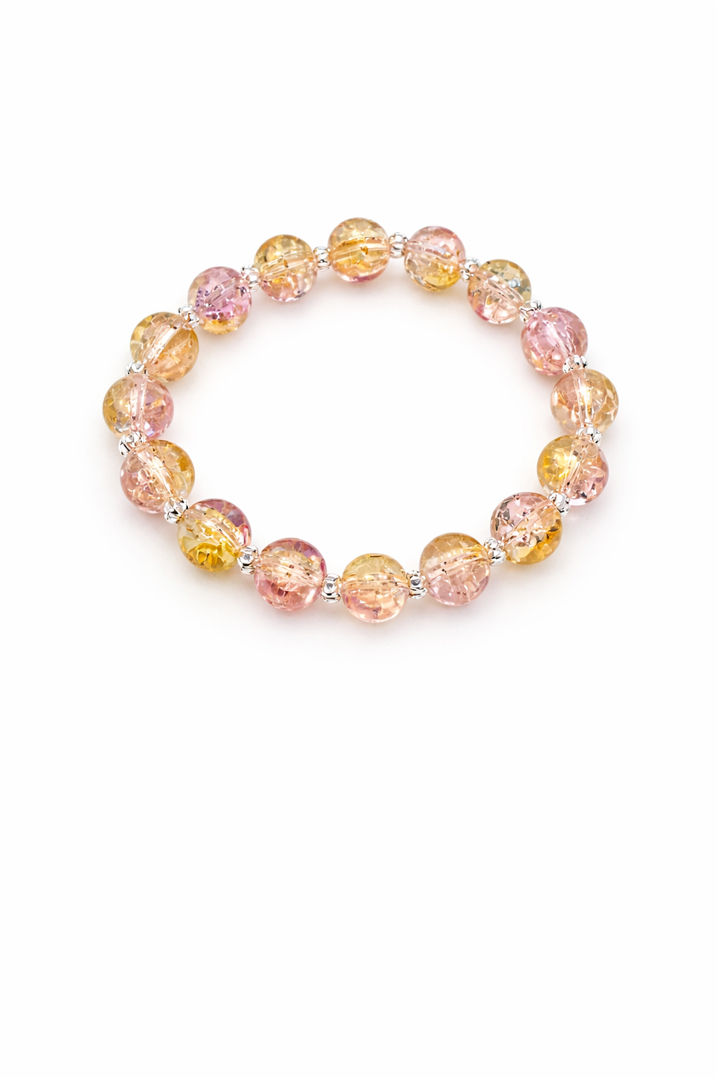 8MM Pink & Gold Glass Beaded Bracelet