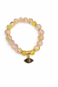 Gold & Yellow Glass Evil Eye Bracelet