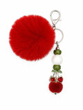 Cherry Pom Pom Keychain