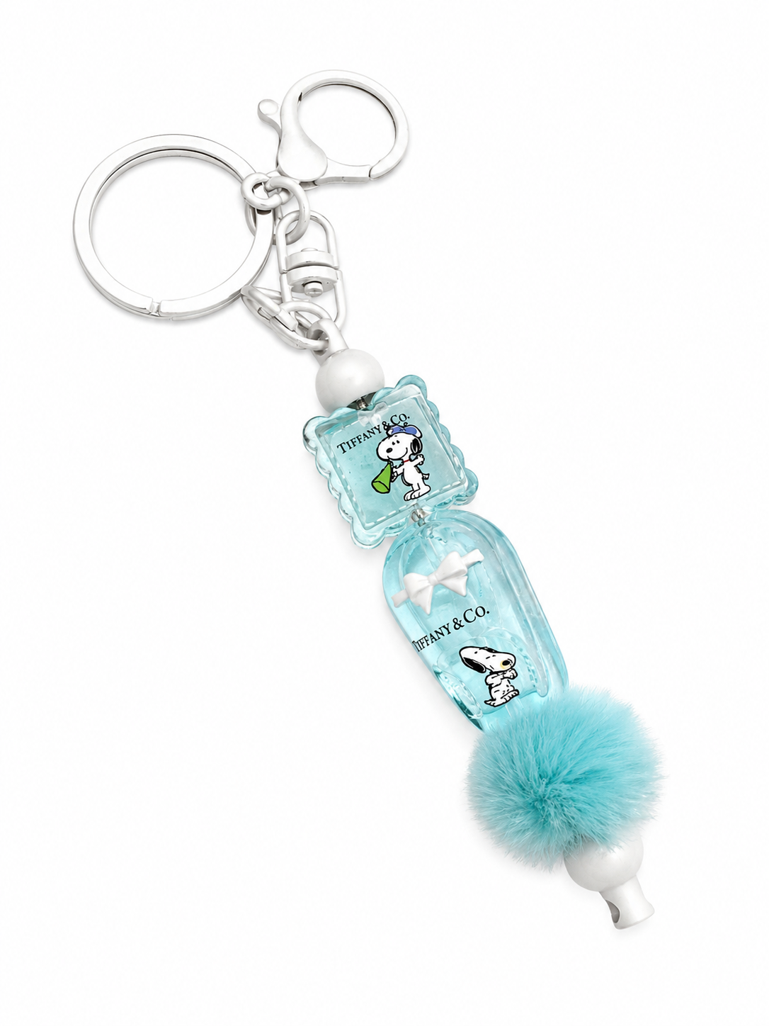 Teal Snoopy Pillow Bead Keychain