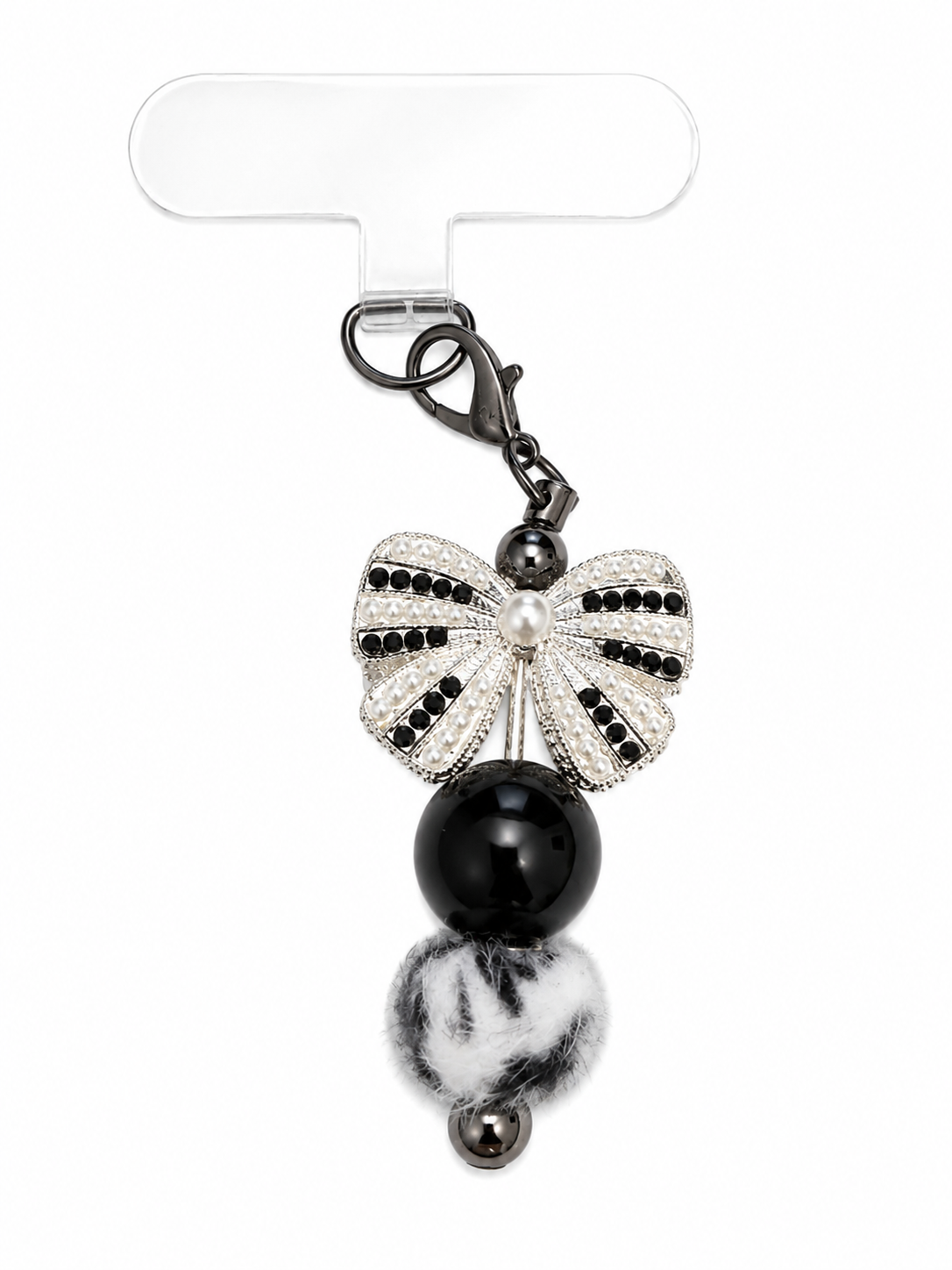 Black and White Bow Phone Charm