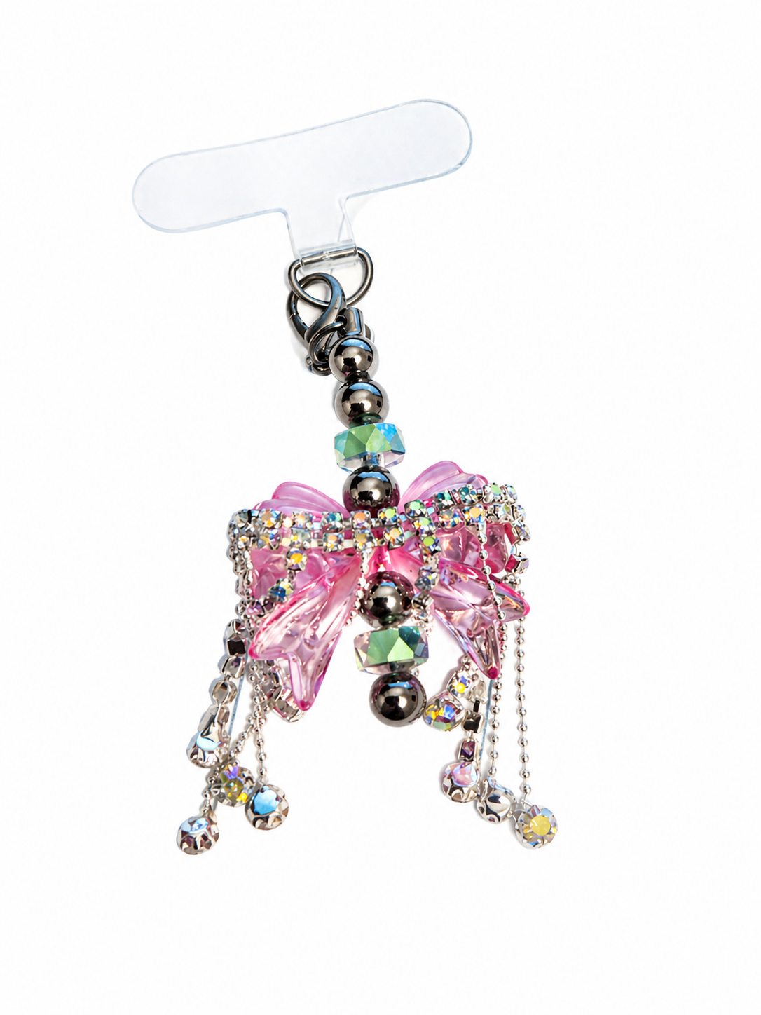 Pink Diamond Dangle Bow Phone Charm