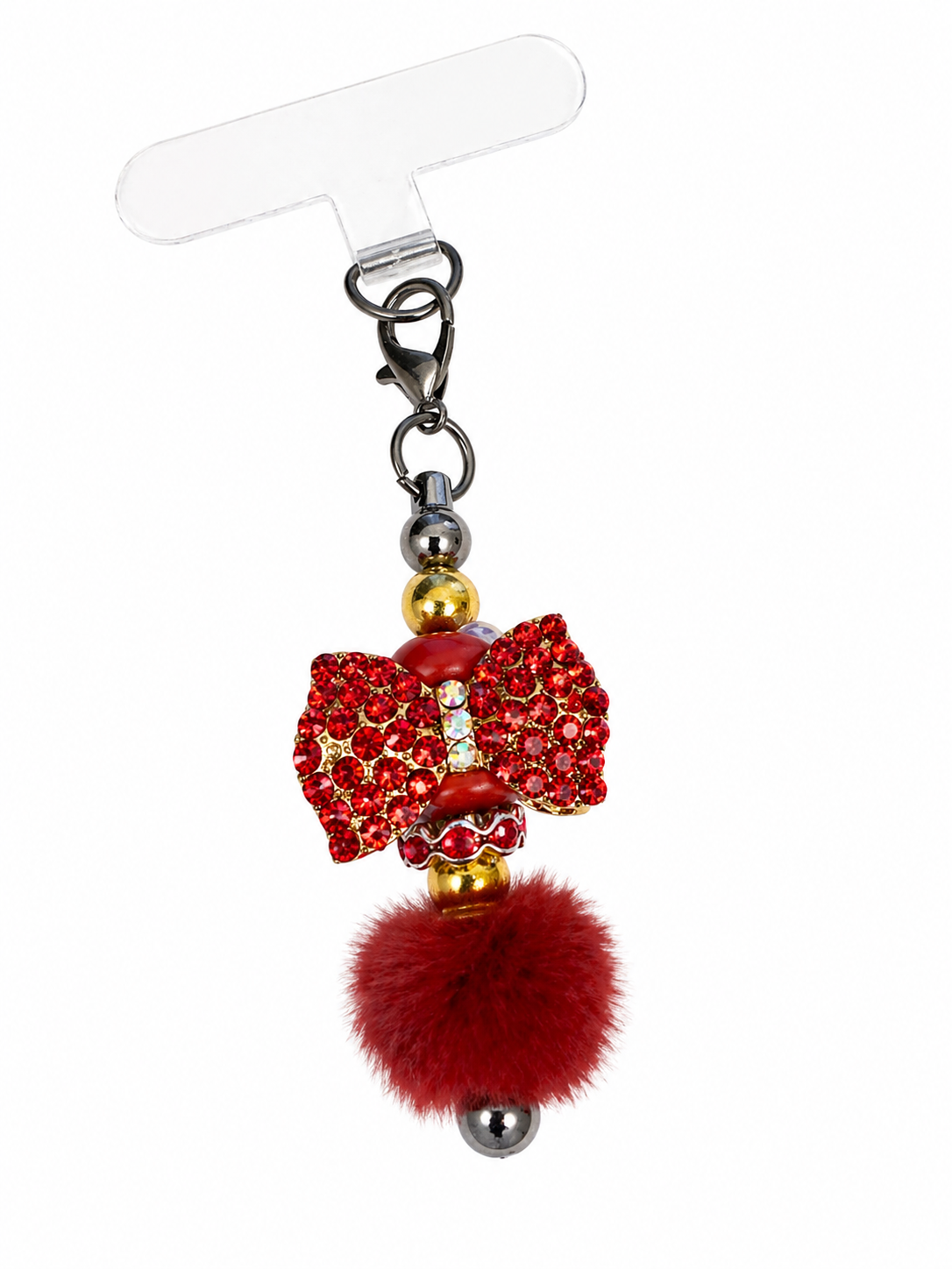 Red Sparkle Bow Phone Charm