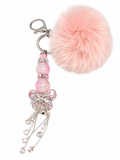 Pink Bow & Pom Pom Keychain