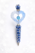 Sparkle Blue Frosted Bow Heart Pen