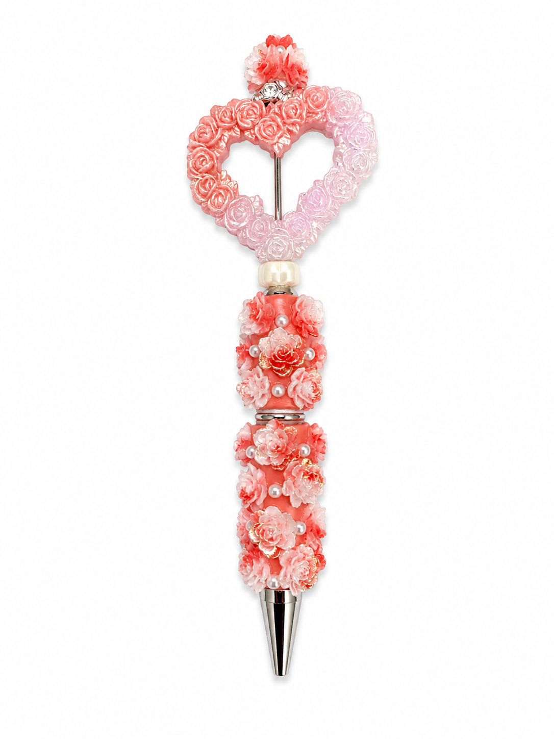Sparkle Rose Heart Beaded Pen