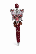 Sparkle Butterfly Beaded Pen Deep Red