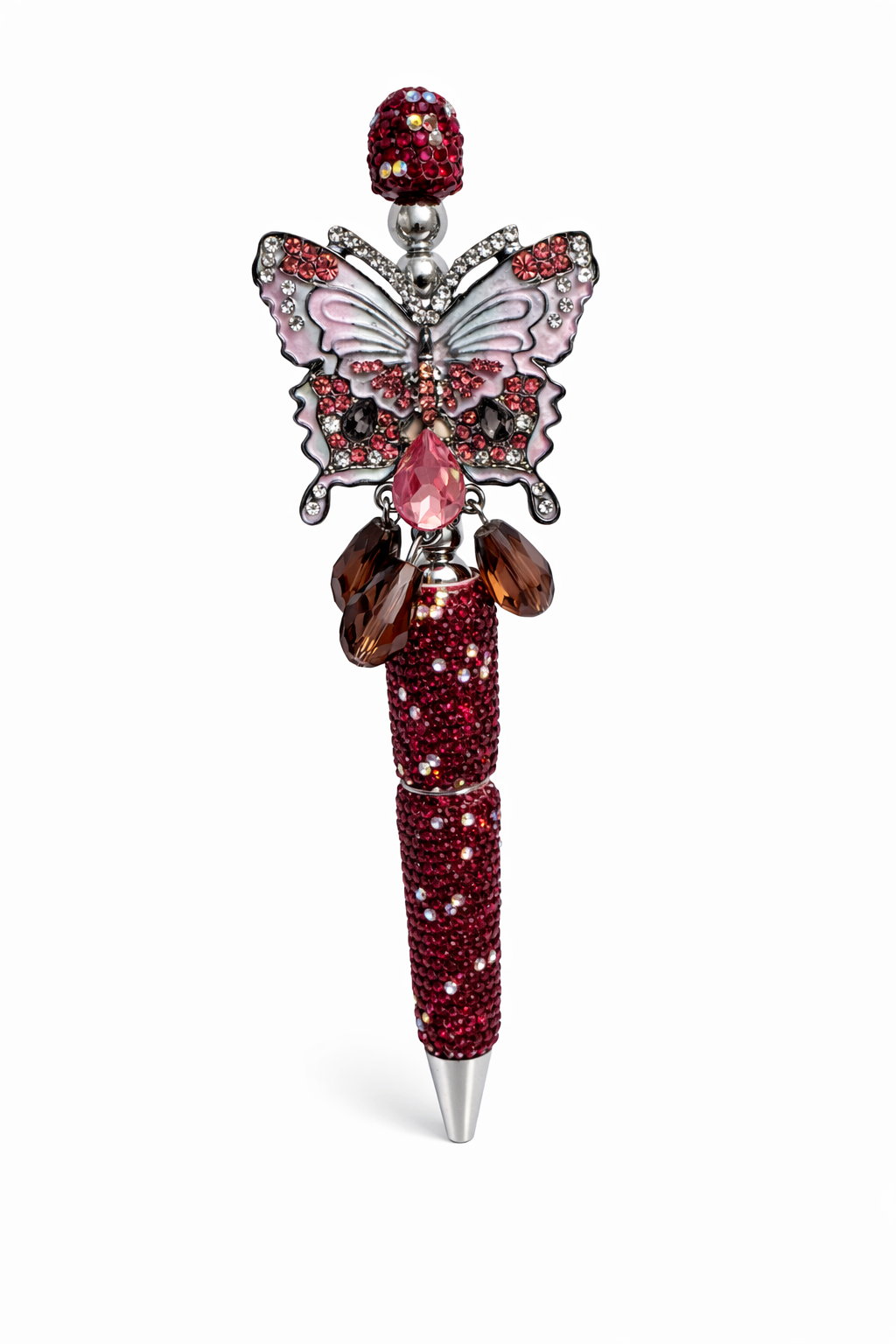 Sparkle Butterfly Beaded Pen Deep Red