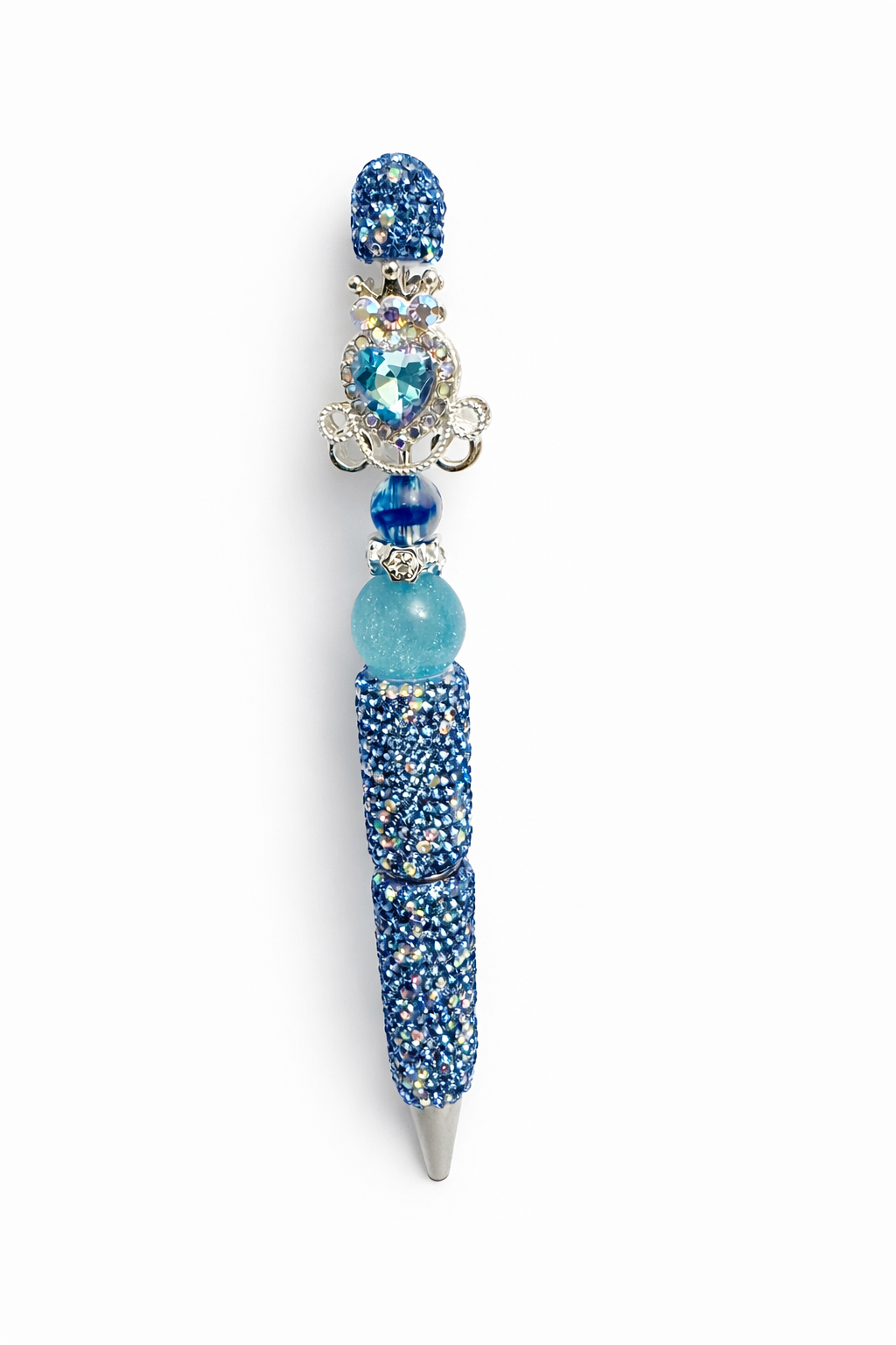 Sparkle Diamond Blue Heart Beaded Pen
