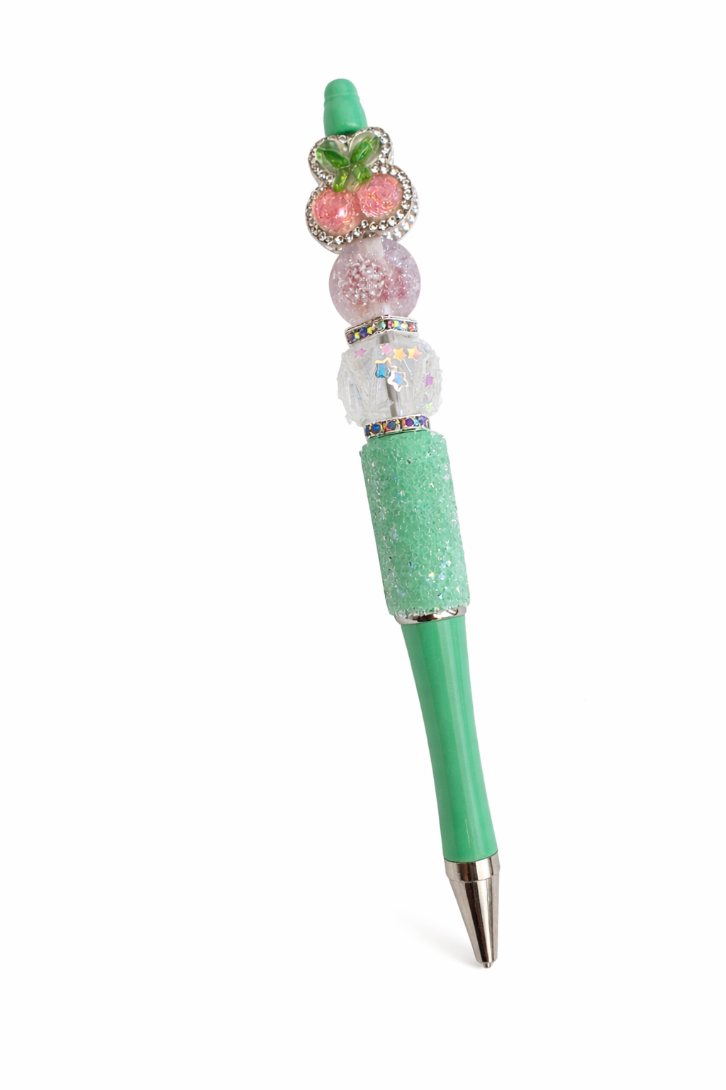 Sparkle Green Cherry Beaded Pen