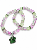 Stack the Sparkle 6mm Purple & Green Dog Paw Charm Stackable Bracelet Set