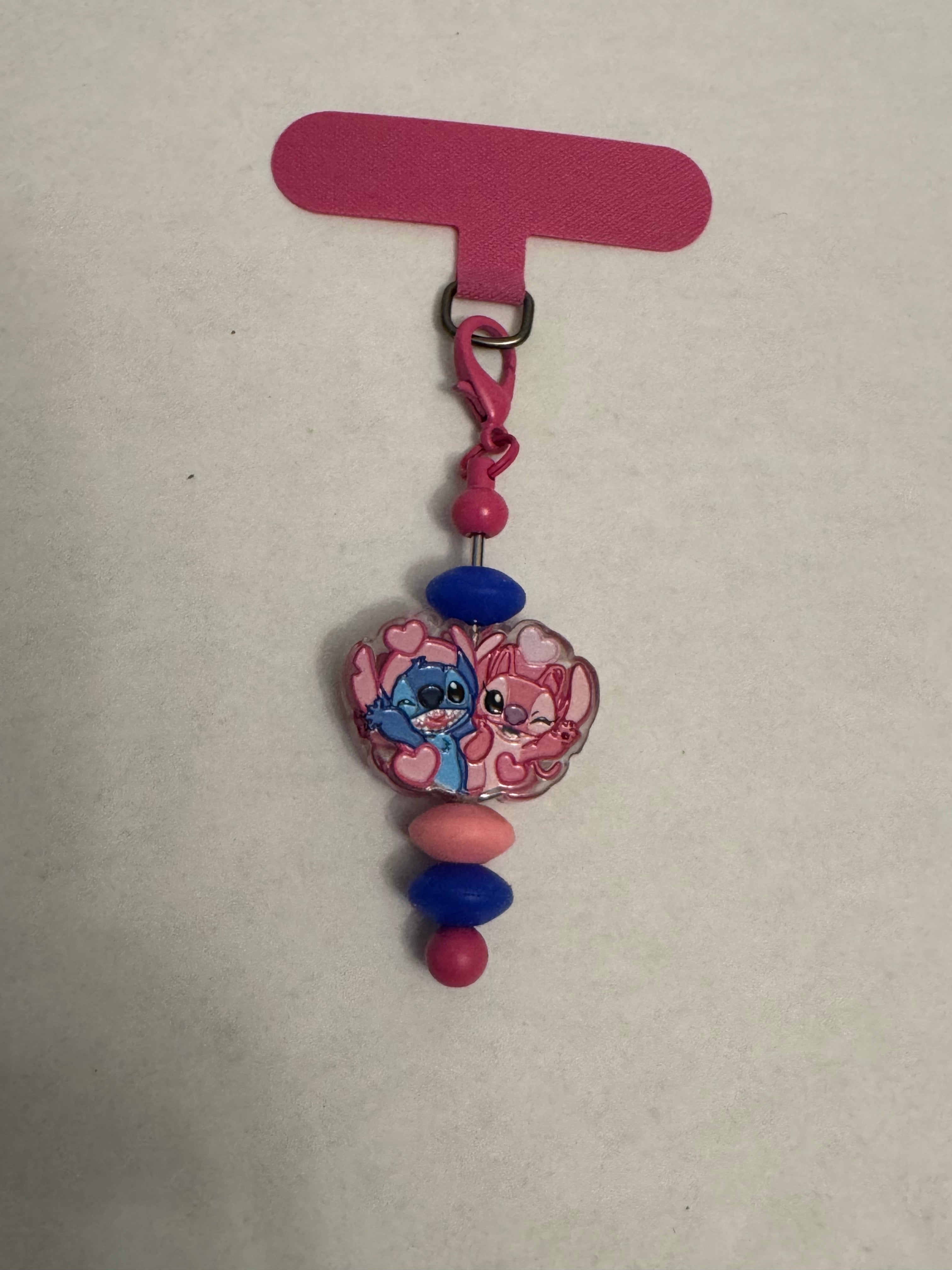 Pink Character Beaded Phone Charm