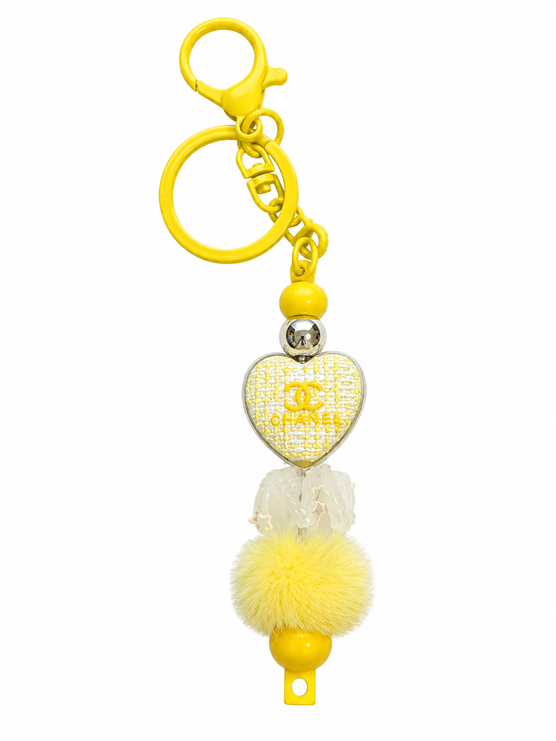 Yellow Heart Keychain with Pom Pom
